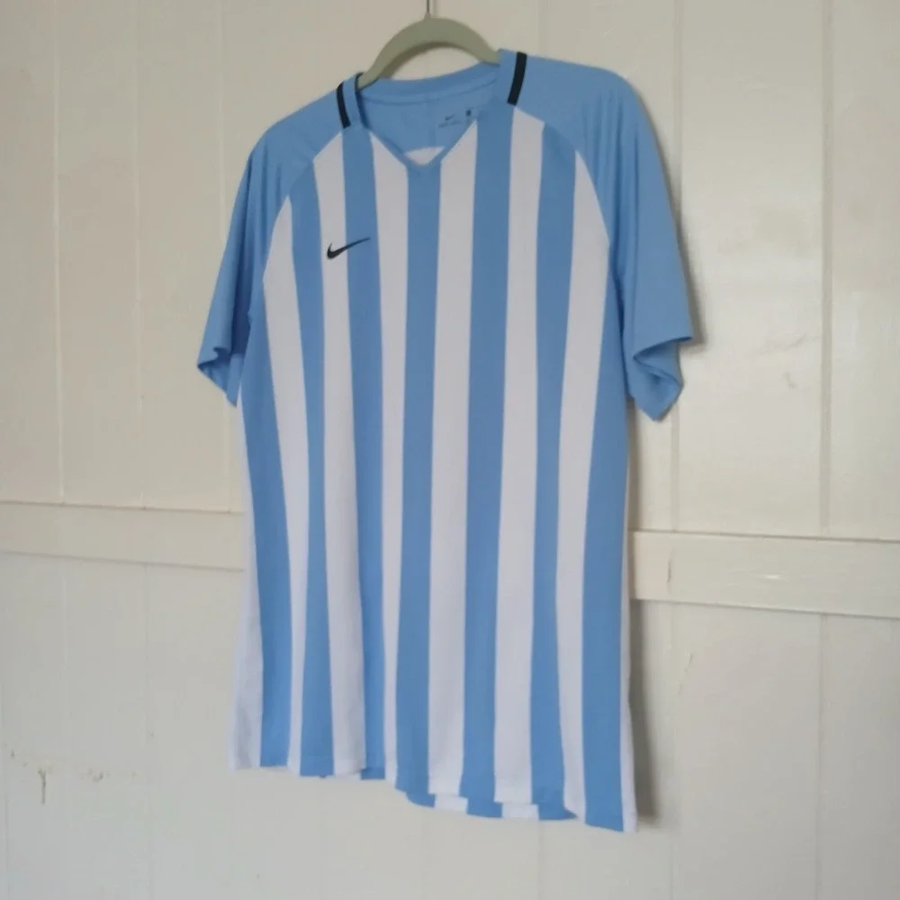 Nike Jersey Soccer Futbol Men's Large V-Neck Argentina Blue‎ White Stripe 894096
